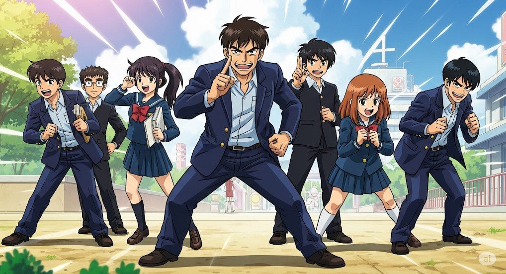 古谷徹さんが声を担当した著名なアニメキャラクターが集合したイラスト。アムロ・レイ、星飛雄馬、ペガサス星矢、タキシード仮面などの特徴的な姿が描かれています。
