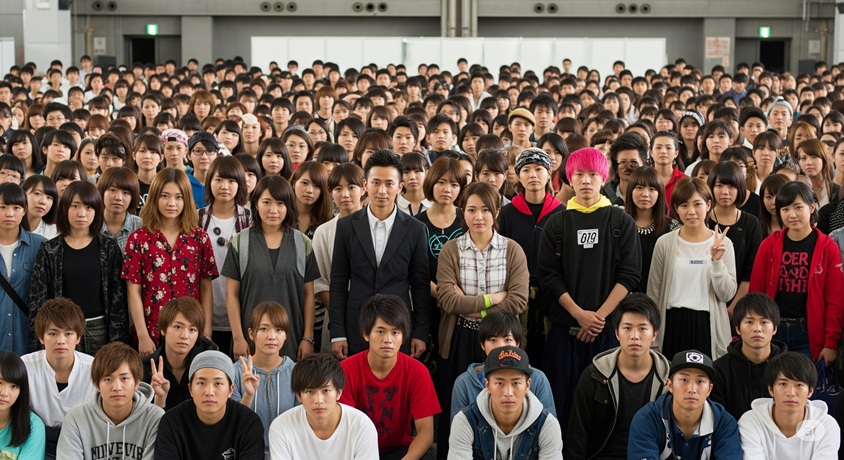 オーディションの結果を待つ大勢の日本人応募者。