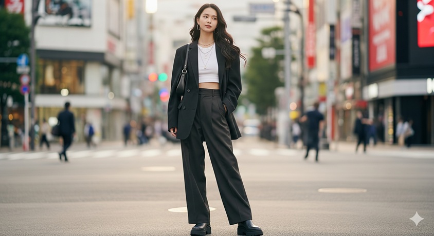 観光地らしき屋外で、自撮り棒を持ったカメラを構え、ピースサインをして笑顔を見せる日本人女性YouTuber。バックパックを背負い、楽しげな旅の雰囲気が伝わってきます。