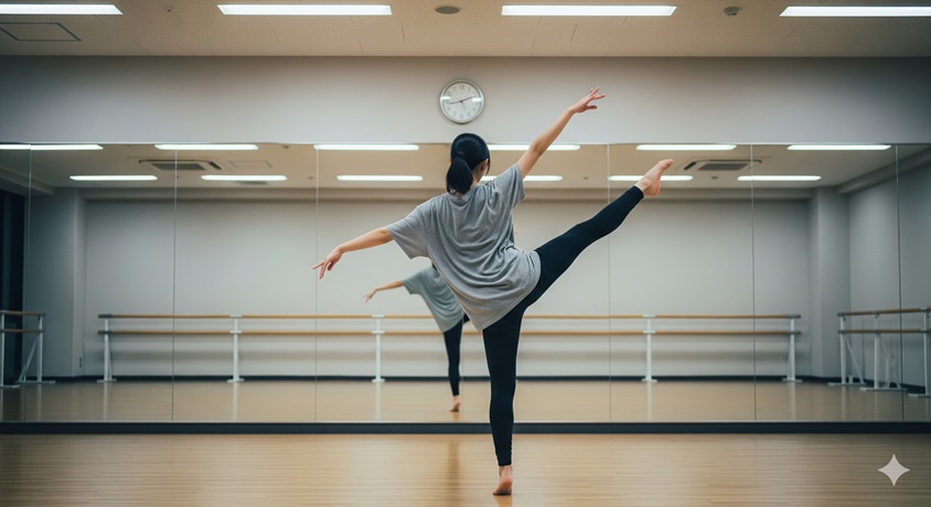 杉浦希空さんがEXPG高等学院で練習している様子をイメージしたダンススタジオの画像