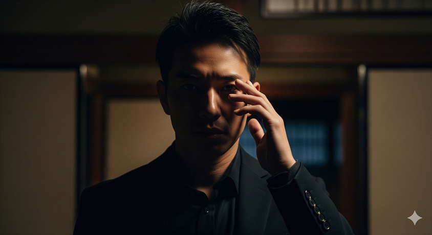 暗い部屋で顔に影がかかり、ミステリアスな雰囲気を漂わせる清水尚弥さん