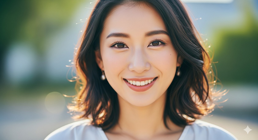 屋外で親しみやすい笑顔を見せる王林さんのポートレート画像
