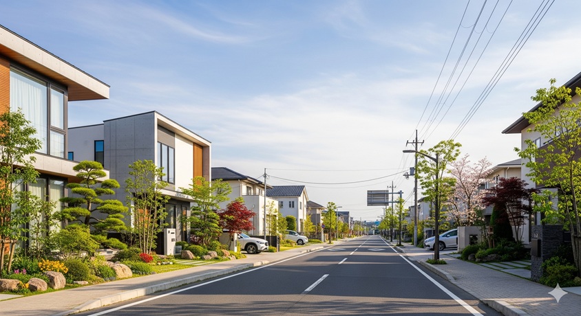 綺麗に整備された閑静な住宅街が広がる、田中みな実さんの実家がある埼玉県朝霞市をイメージした写真