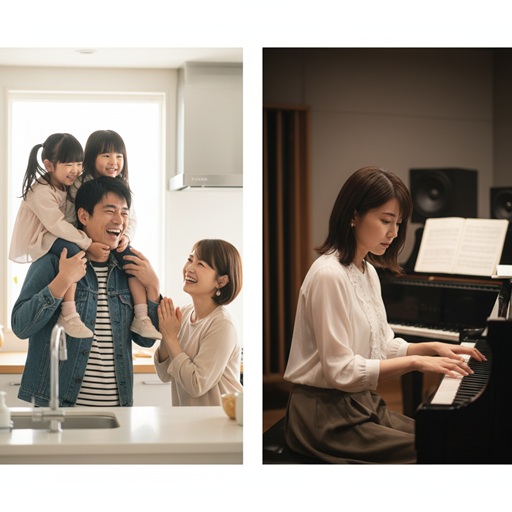 国分太一さん（左：家庭）とaikoさん（右：音楽）の現在のそれぞれの道をイメージした画像