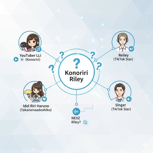 スマートフォンの画面を見て困惑している日本人女性と、情報過多を表す疑問符のイメージ