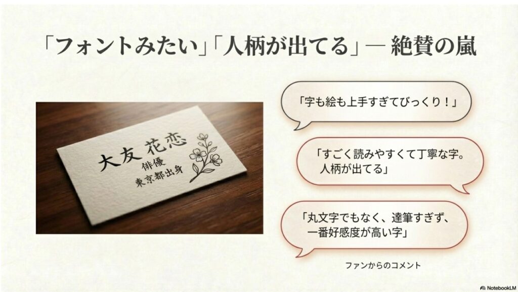 大友花恋の手書き文字がフォントみたいだと絶賛するファンの声