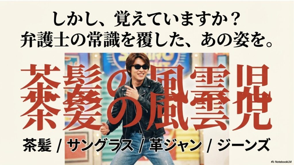 茶髪にサングラス、革ジャン姿の若手弁護士時代の橋下徹