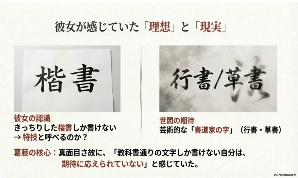 大友花恋が悩むきっちりした楷書と書道家のような行書・草書の比較