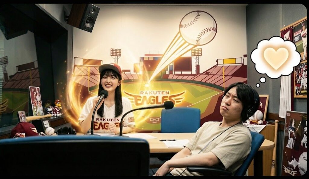 ラジオで熱く語る久保史緒里の熱量が魅力として伝わり、リスナーが好意的に受け止めているイメージイラスト