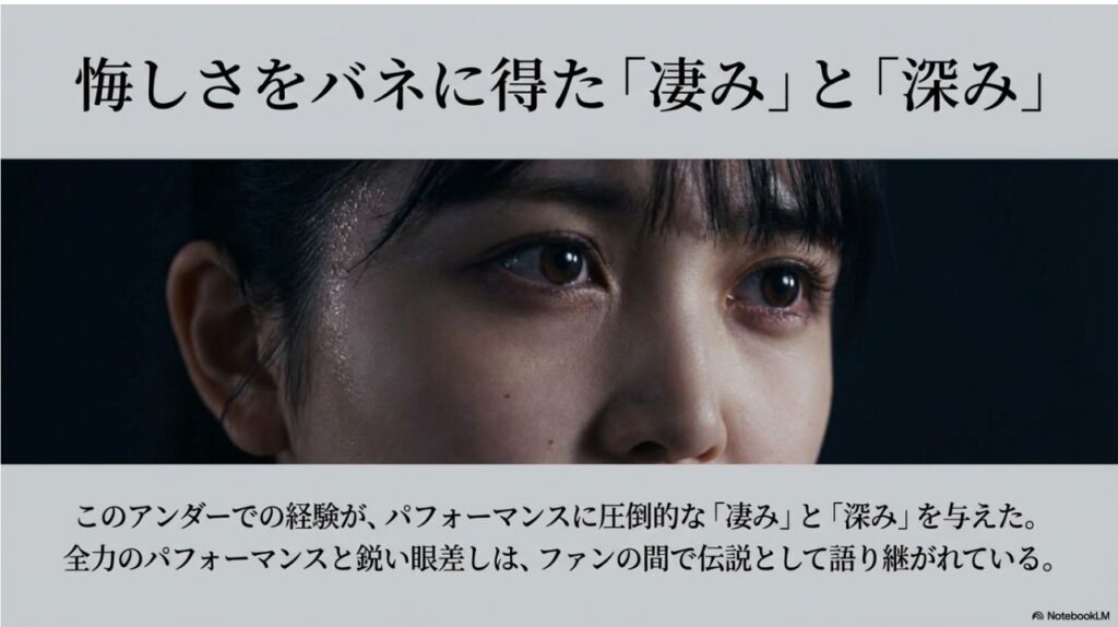 アンダー経験を経てパフォーマンスに凄みと深みを得た久保 史緒里の鋭い眼差し