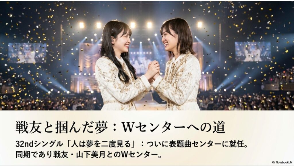 32ndシングル「人は夢を二度見る」で山下 美月とWセンターを務める久保 史緒里