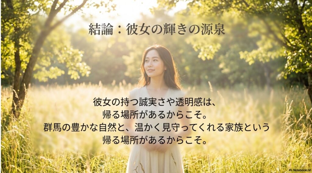 群馬の自然をバックに輝きの源泉を語る大友花恋さんのイメージ画像