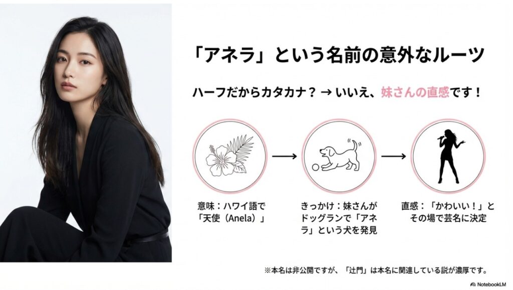 アネラという名前の意外なルーツ。ハワイ語で天使、名付け親は妹さんでドッグランがきっかけという図解エピソード