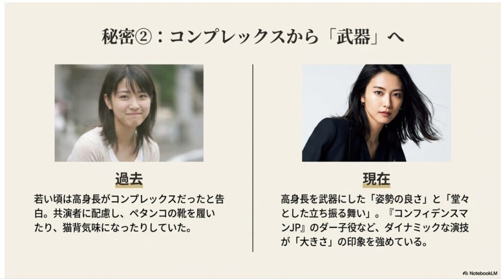 長澤まさみのスタイルの秘密。8頭身の黄金バランス、膝下の長さ、小顔効果、首の長さを図解で解説