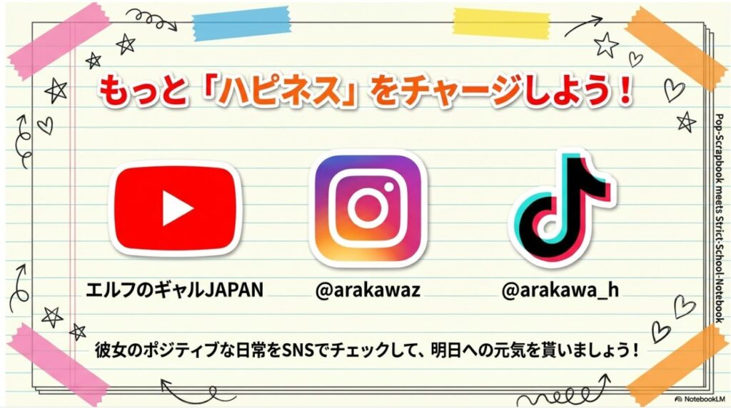もっと「ハピネス」をチャージしよう！エルフ荒川のYouTube・Instagram・TikTokアカウント