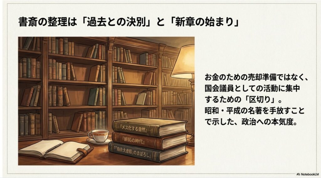 百田尚樹氏の書斎整理と昭和・平成の名著処分に見る政治活動への決意