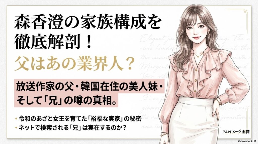 森香澄の家族構成を徹底解剖！放送作家の父と美人妹、兄の噂の真相