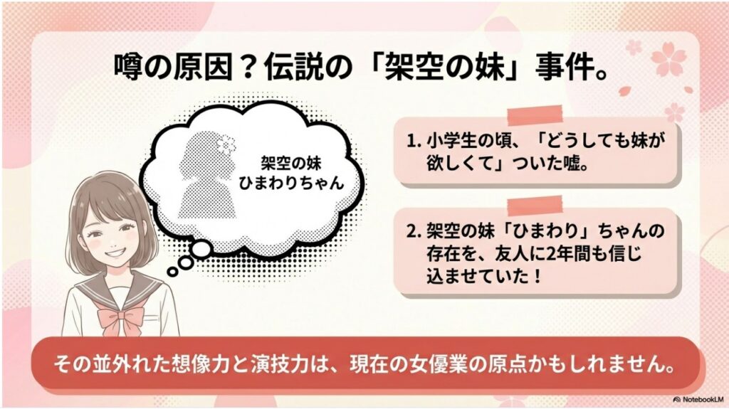 川栄李奈が小学生時代に作った架空の妹ひまわりちゃんのエピソード図解