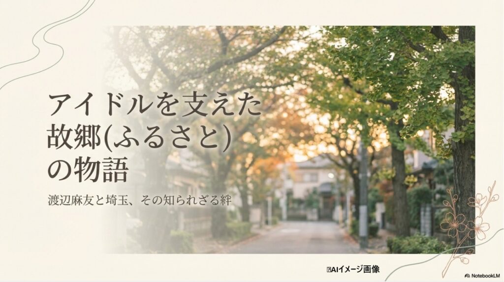渡辺麻友と故郷・埼玉の絆をテーマにしたタイトルスライド「アイドルを支えた故郷の物語」