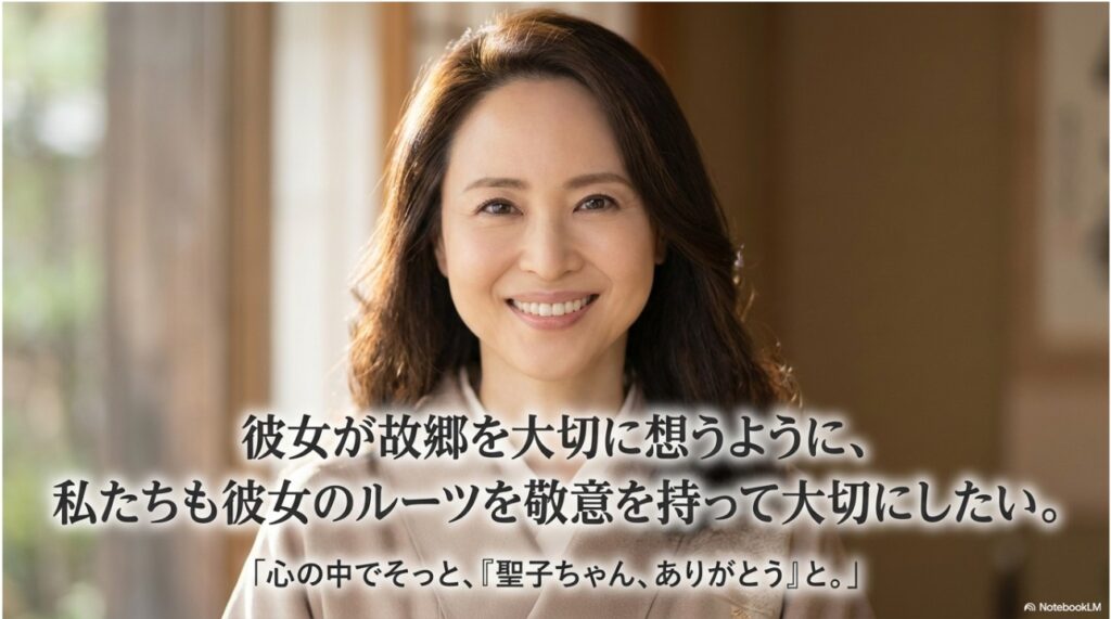 彼女が故郷を大切に想うように、私たちも彼女のルーツを敬意を持って大切にしたい