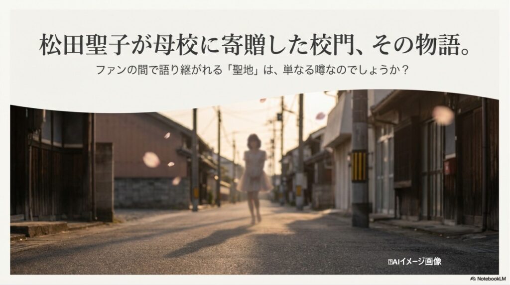 松田聖子が母校に寄贈した校門、その物語。ファンの間で語り継がれる聖地は単なる噂なのか？