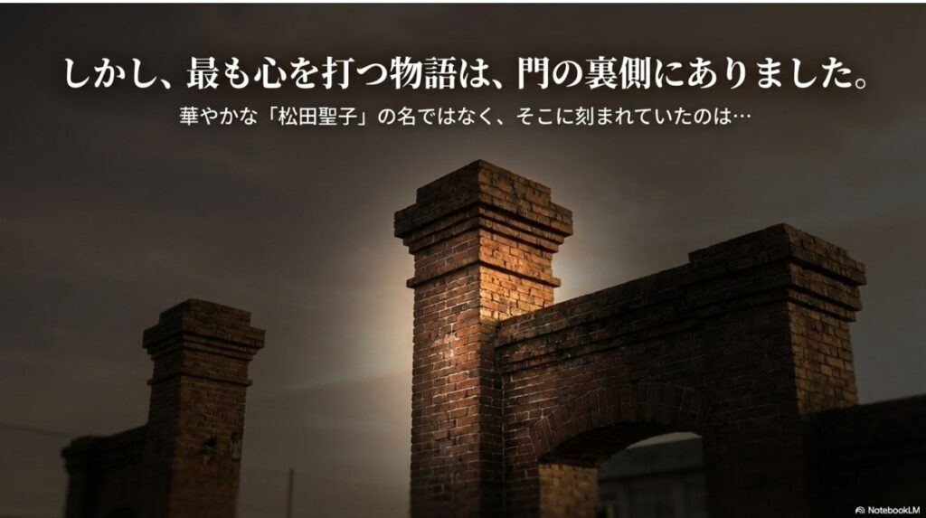最も心を打つ物語は門の裏側に。松田聖子の名ではなく刻まれていたのは...