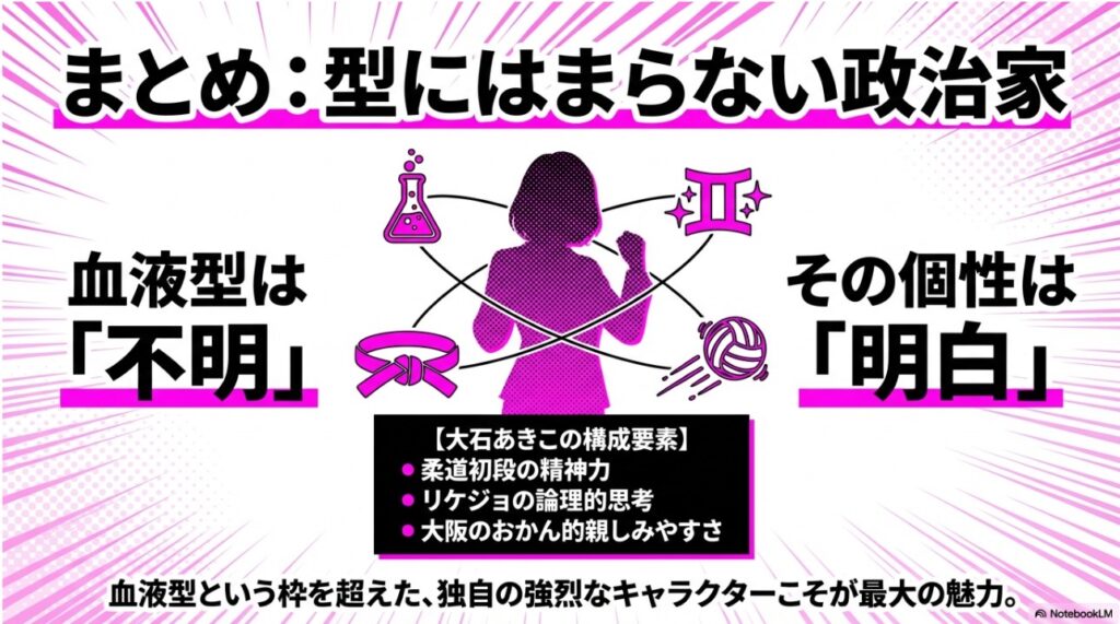 まとめ：大石あきこは血液型不明だが型にはまらない独自の個性が魅力