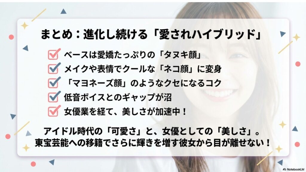 齊藤京子の顔立ちと進化する美しさのポイントをまとめたリスト画像