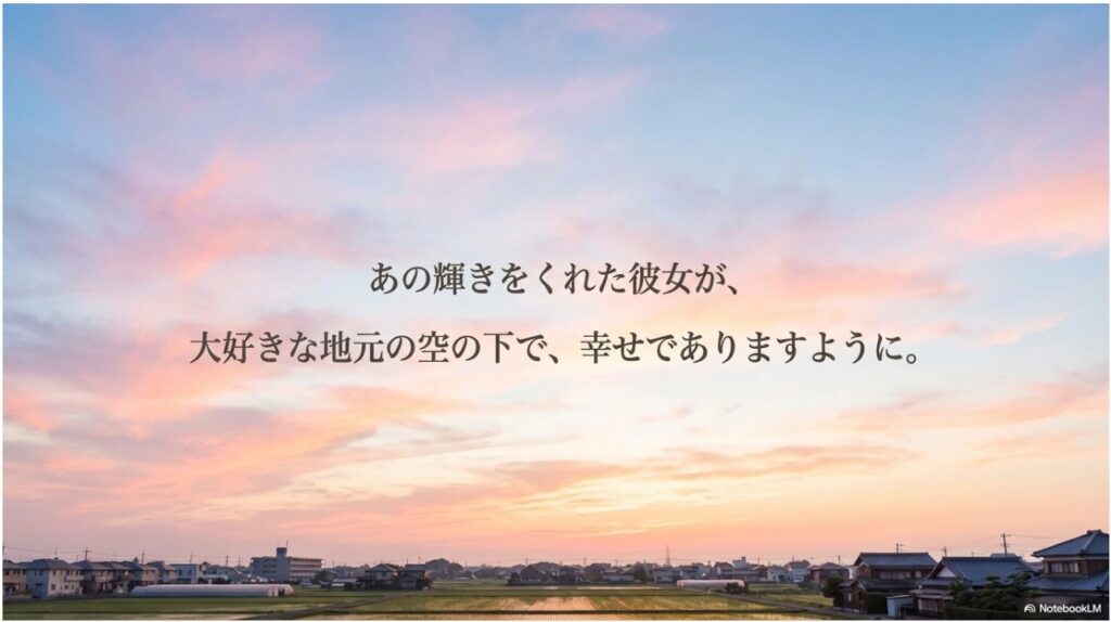 渡辺麻友が地元の空の下で幸せに暮らしていることを願うメッセージと夕暮れの風景
