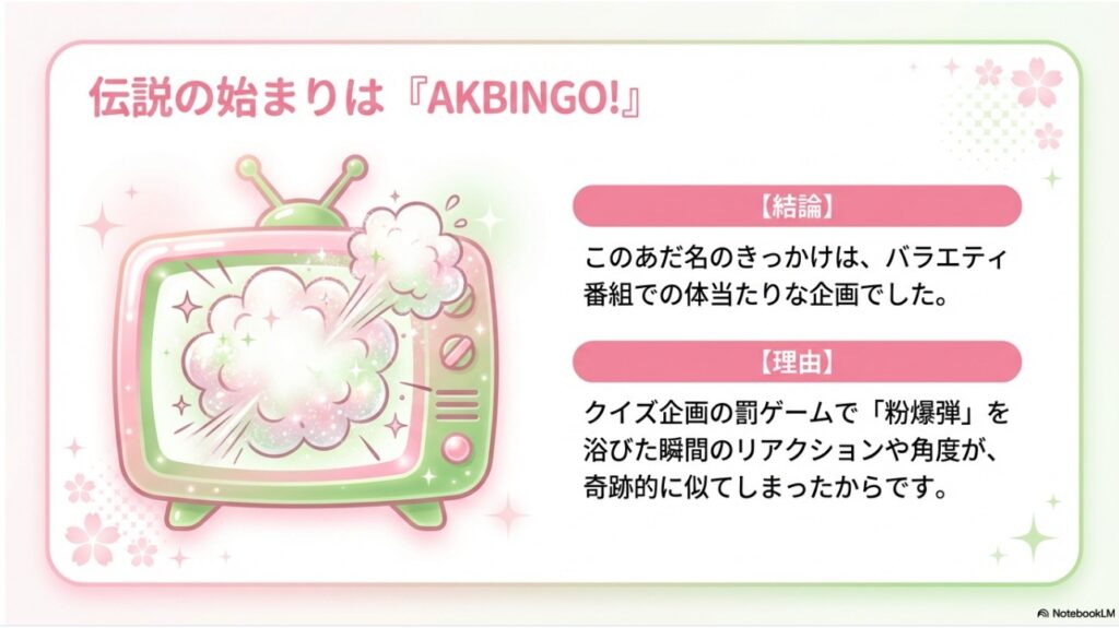 AKBINGO!の粉爆弾企画でのリアクションがヨッシーに似ていると話題になった解説画像