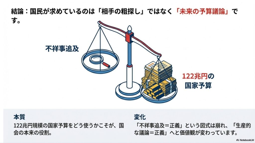 122兆円の国家予算議論と不祥事追及の重要性の天秤