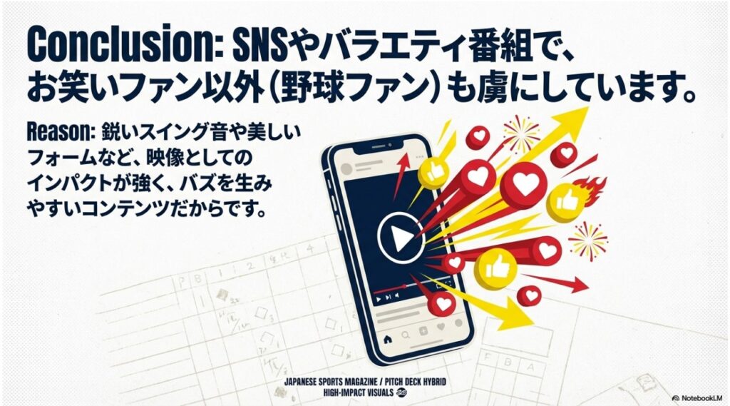 SNSやバラエティ番組でバズる佐々木隆史の野球動画のイメージ