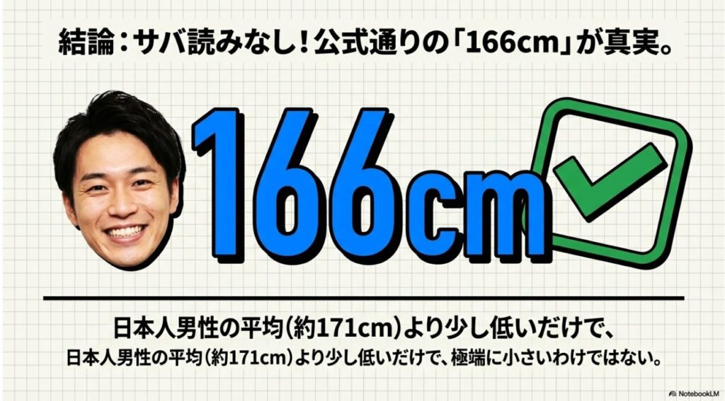 結論：サバ読みなし！エバース佐々木の公式通りの身長166cmが真実。日本人男性の平均より少し低いだけ