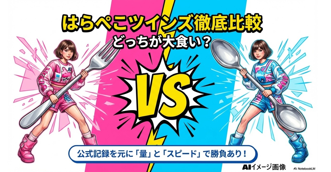はらぺこツインズの徹底比較、量とスピードでどっちが大食いか公式記録を元に検証するメイン画像