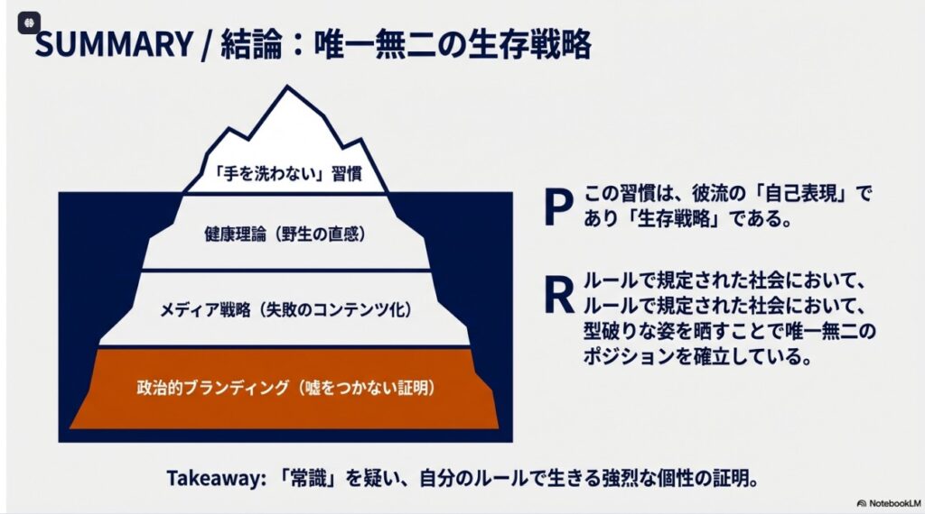 百田尚樹の生存戦略を氷山モデルで表したまとめ図