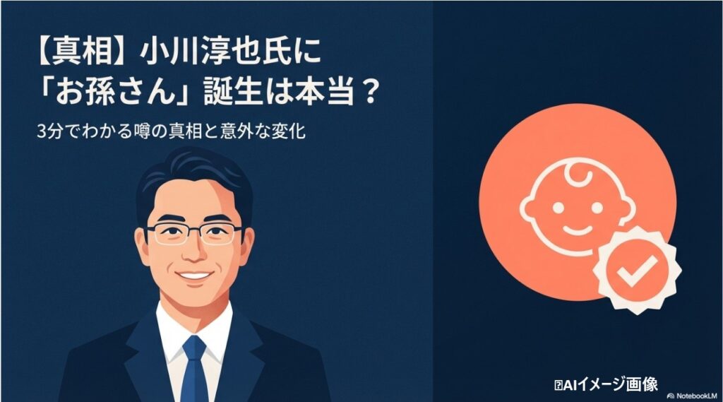 小川淳也氏に孫が誕生したという噂の真相と変化についての解説イラスト