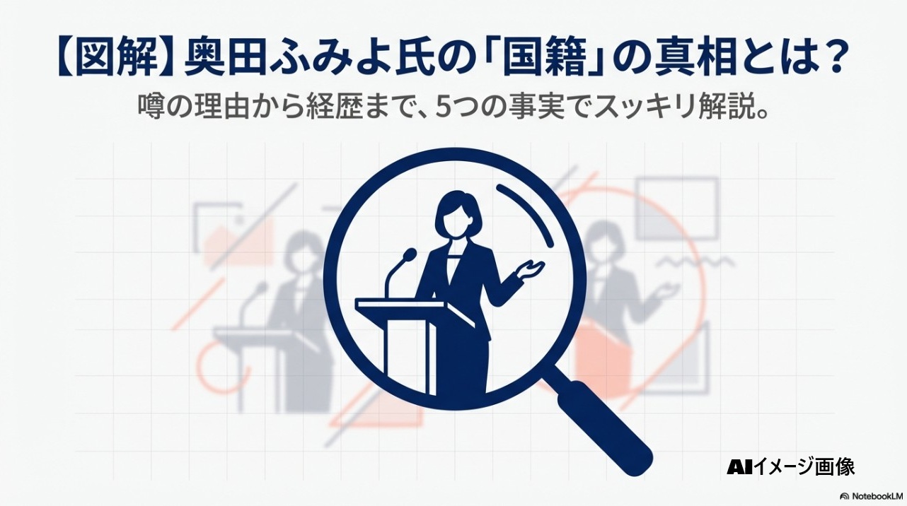 【図解】奥田ふみよ氏の「国籍」の真相とは？噂の理由から経歴まで、5つの事実でスッキリ解説。