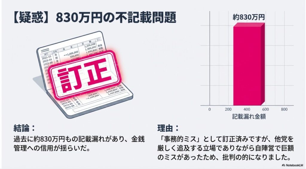 大石 晃子さんの政治資金収支報告書の訂正箇所と金額のグラフ