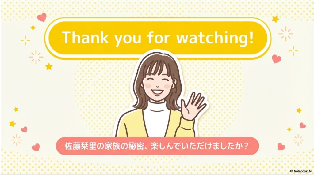 佐藤栞里の笑顔のイラストと記事の締めのメッセージ