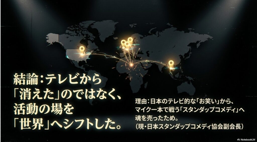 ぜんじろうはテレビから消えたのではなく活動の場を世界へシフト