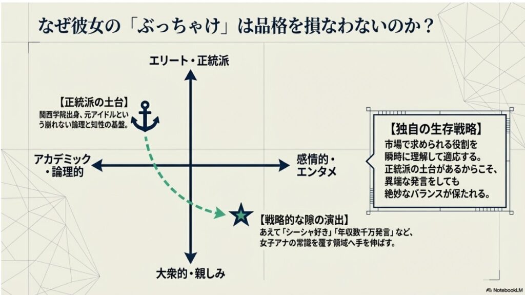 正統派の土台と戦略的な隙のバランスを示すポジショニングマップ