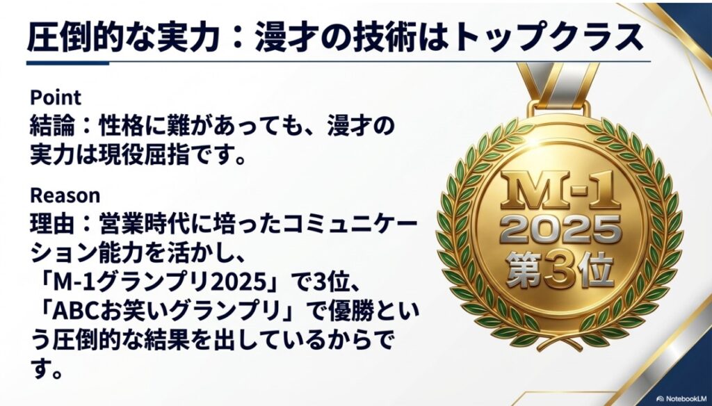 M-1グランプリ2025第3位とABCお笑いグランプリ優勝の圧倒的な実績