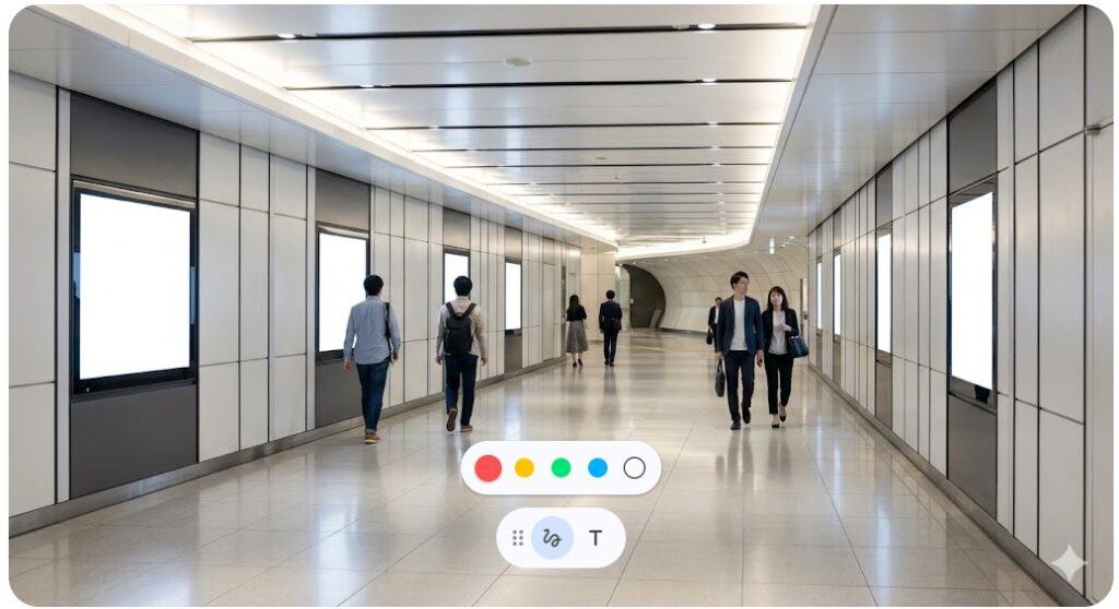 東池袋駅からサンシャインシティへ続く、明るく近代的な地下直結通路を歩く人々