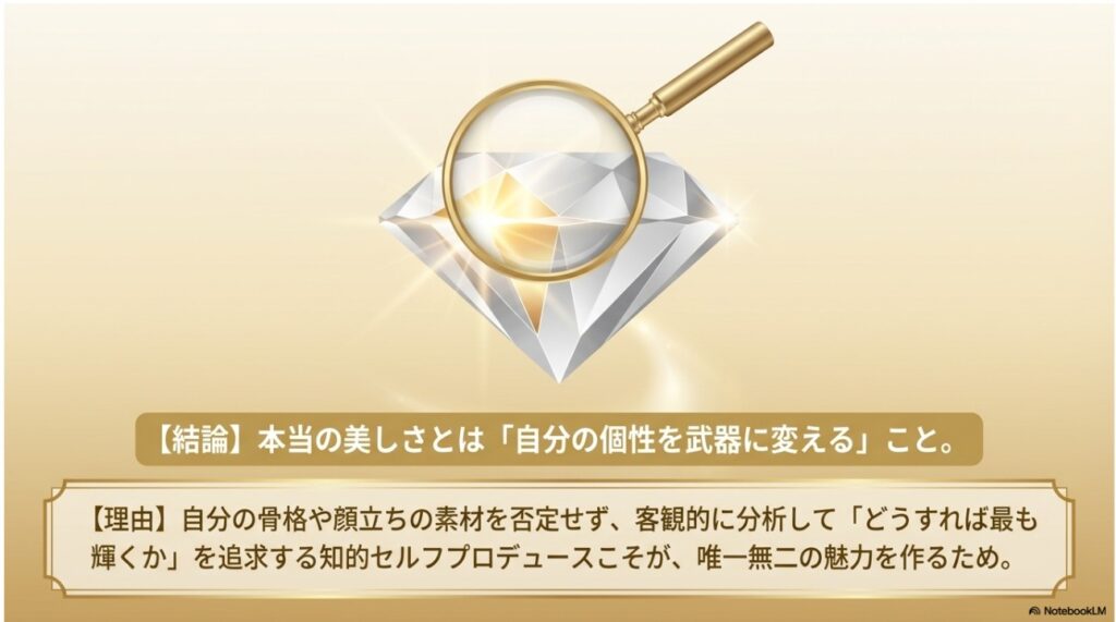 自分の素材を活かして最も輝く姿を追求する知的セルフプロデュースの結論