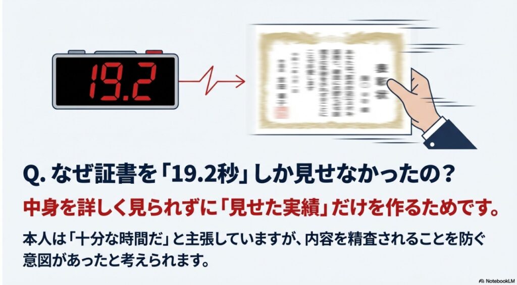 卒業証書を19.2秒しか見せなかった理由を説明する画像