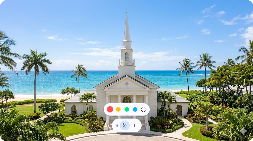 篠田麻里子さんがかつて挙式したハワイの名門「ザ・モアナチャペル」を彷彿とさせる、青い海に囲まれた白亜のチャペル