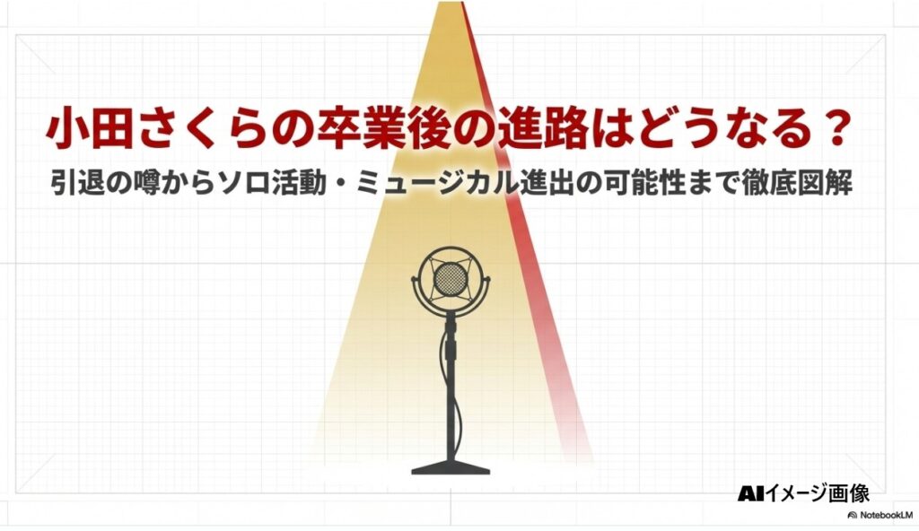 小田さくらさんの卒業後の進路予測と引退・ソロ活動・ミュージカル進出の可能性をまとめた図解アイキャッチ