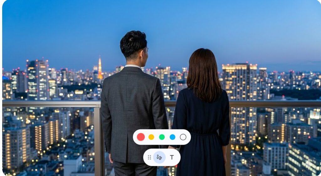 篠田麻里子さんの再婚とこれからの幸せを象徴する、夕暮れの都心の景色を見つめながら手を繋ぐ夫婦のイメージ