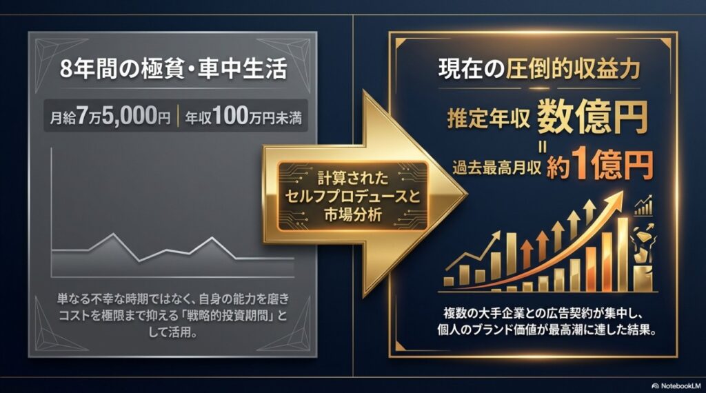 武井壮の車中生活時代と現在の圧倒的収益力の比較