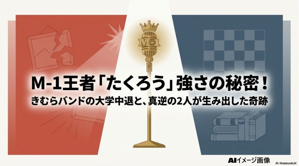 M-1王者「たくろう」の強さの秘密ときむらバンド・赤木裕の対照的な経歴を解説するアイキャッチ画像